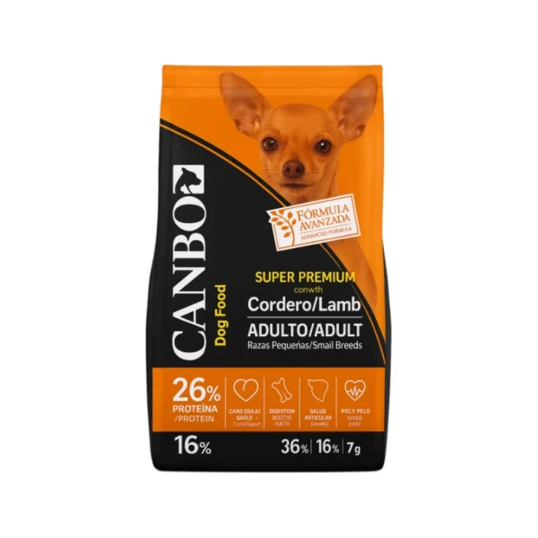 canbo-ADULTO-razas-pequenas-sabor-pollo-ARROZ-de-7kg.webp Canbo Adulto 7 KG Cordero y Arroz