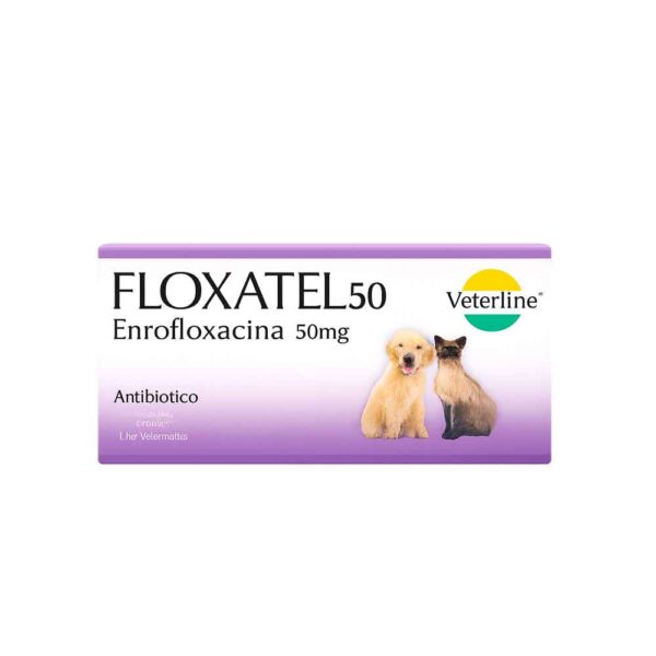 FLOXATEL 50 – Enrofloxacina 50 mg Antibiótico Oral para Perros y Gatos (Veterline)
