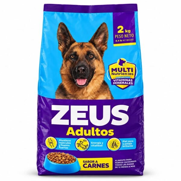 ZEUS ADULTO PARA TODAS LA RASA ALIMENTO ZEUS Adultos Sabor a Carnes 2 kg