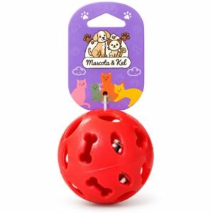 juguete para perros color rojo Pelota perforada con diseño de huesos para perros