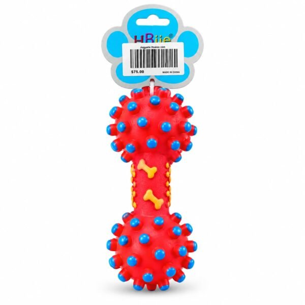 Hueso de juguete con relieves multicolor para perros