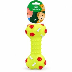 Hueso de juguete con huellas y huesitos para perros