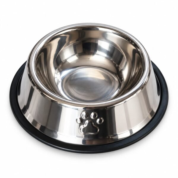 Plato metálico pequeño para mascotas color aluminio