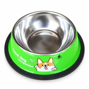 Plato metálico pequeño para mascotas color verde Plato metálico pequeño para mascotas color verde