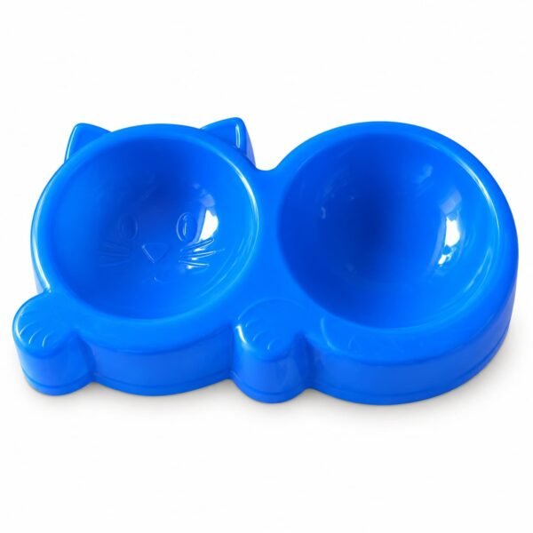 Plato doble modelo gatito para gatos color azul Plato doble modelo gatito para gatos color azul