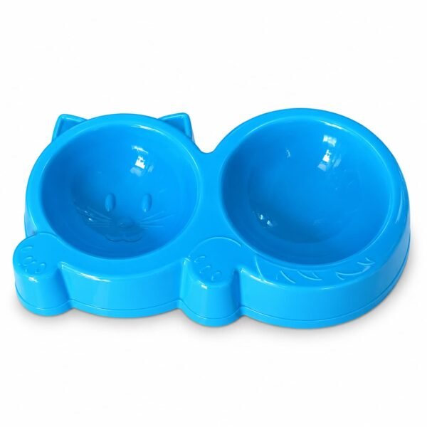 Plato doble modelo gatito para gatos color celeste Plato doble modelo gatito para gatos color celeste