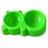 Plato doble modelo gatito para gatos color verde Plato doble modelo gatito para gatos color verde