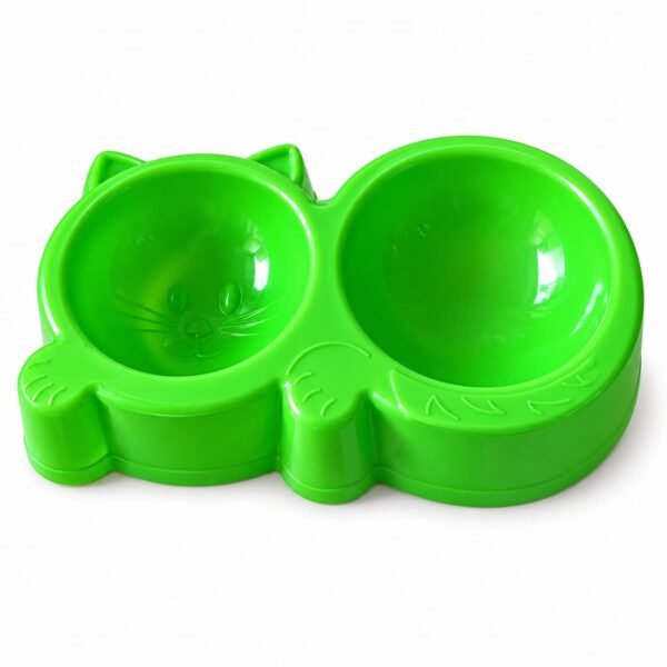 Plato doble modelo gatito para gatos color verde Plato doble modelo gatito para gatos color verde